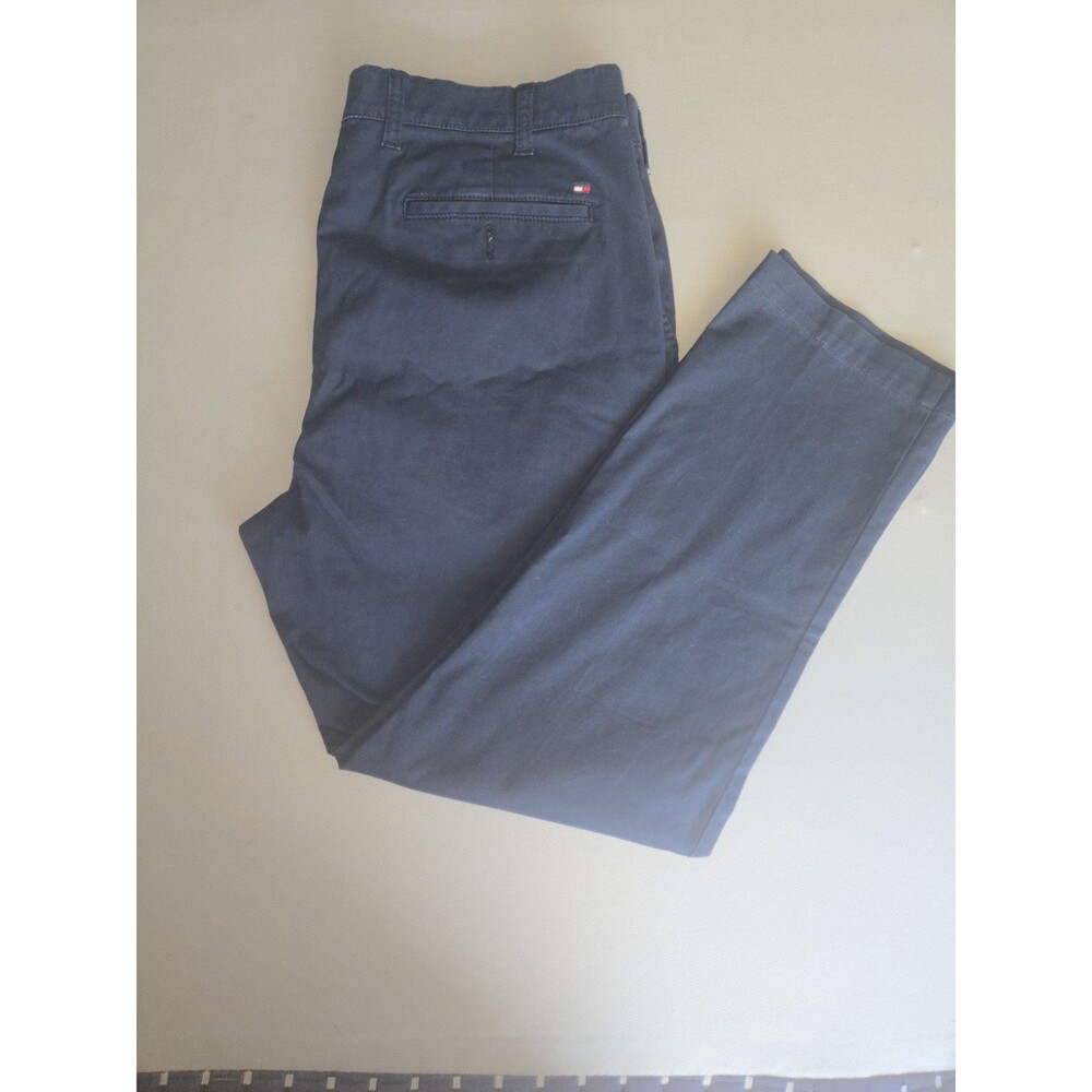 Tommy Hilfiger Slim Fit Pants Men's 38x32 Navy Blue Cotton Blend Flat Front